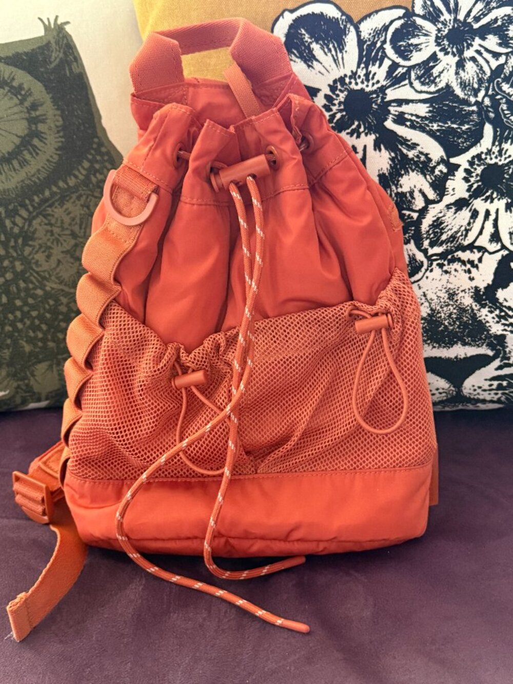 Dagne Dover Nova Sling Bag Orange Drawstring Utility Backpack Crossbody
